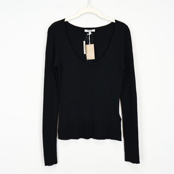 NWT Madewell Merino Wool-Silk Blend Scoopneck Sweater True Black Size Large - Picture 4 of 10